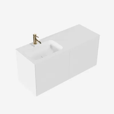 Pulcher Mood 120L Soft - Badmöbel 120x46 cm, Mattweiß mit SolidTec® Waschbecken