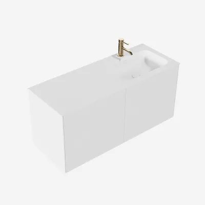 Pulcher Mood 120R Soft - Badmöbel 120x46 cm, Mattweiß mit SolidTec® Waschbecken