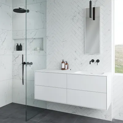 Pulcher Mood 140R Soft - Badezimmermöbel 140x46, Mathvid SolidTec®