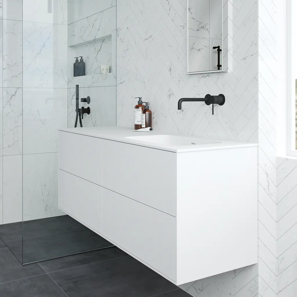Pulcher Mood 140R Soft - Badezimmermöbel 140x46, Mathvid SolidTec®