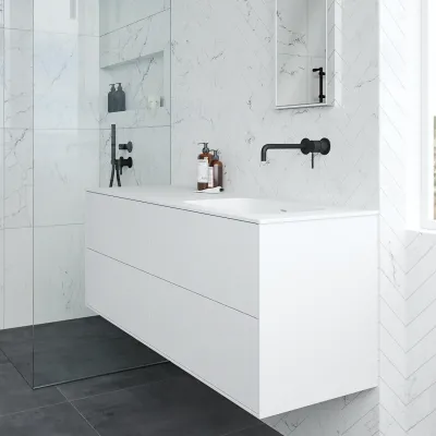 Pulcher Mood 140R Soft - Badezimmermöbel 140x46, Mathvid SolidTec®