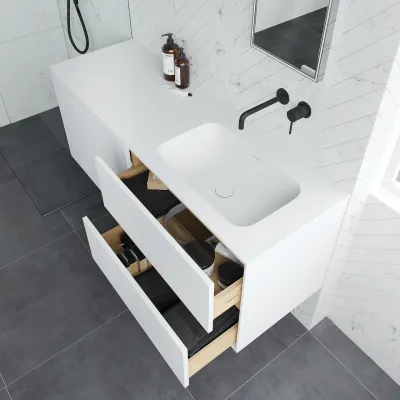 Pulcher Mood 140R Soft - Badezimmermöbel 140x46, Mathvid SolidTec®