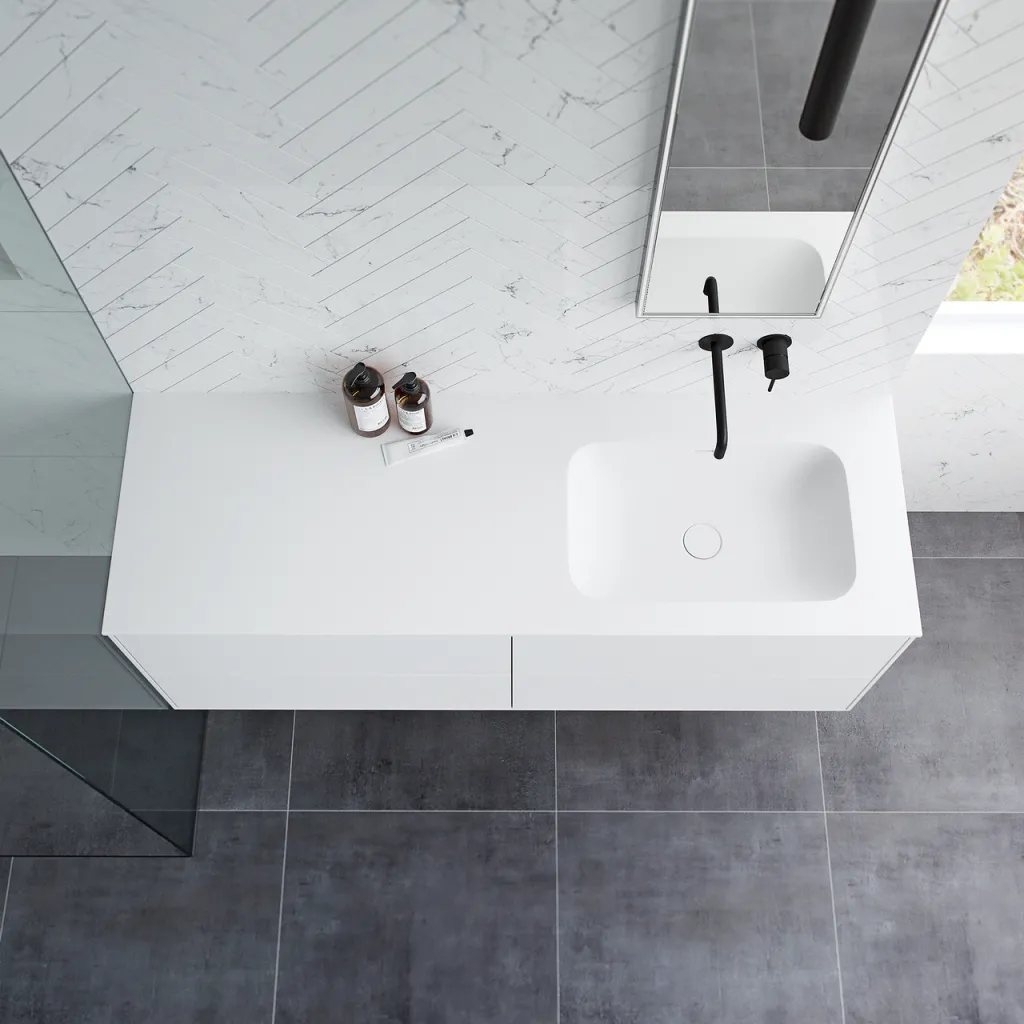 Pulcher Mood 140R Soft - Badezimmermöbel 140x46, Mathvid SolidTec®