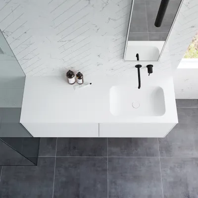 Pulcher Mood 140R Soft - Badezimmermöbel 140x46, Mathvid SolidTec®