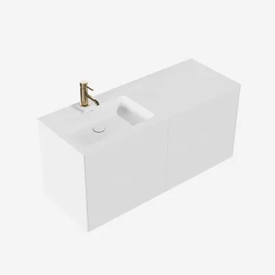 Pulcher Mood 120L Soho - Badmöbel 120x46 cm, Mattweiß mit SolidTec® Waschbecken