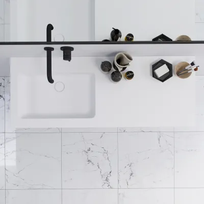 Pulcher Mood 120L Soho - Badmöbel 120x46 cm, Mattweiß mit SolidTec® Waschbecken
