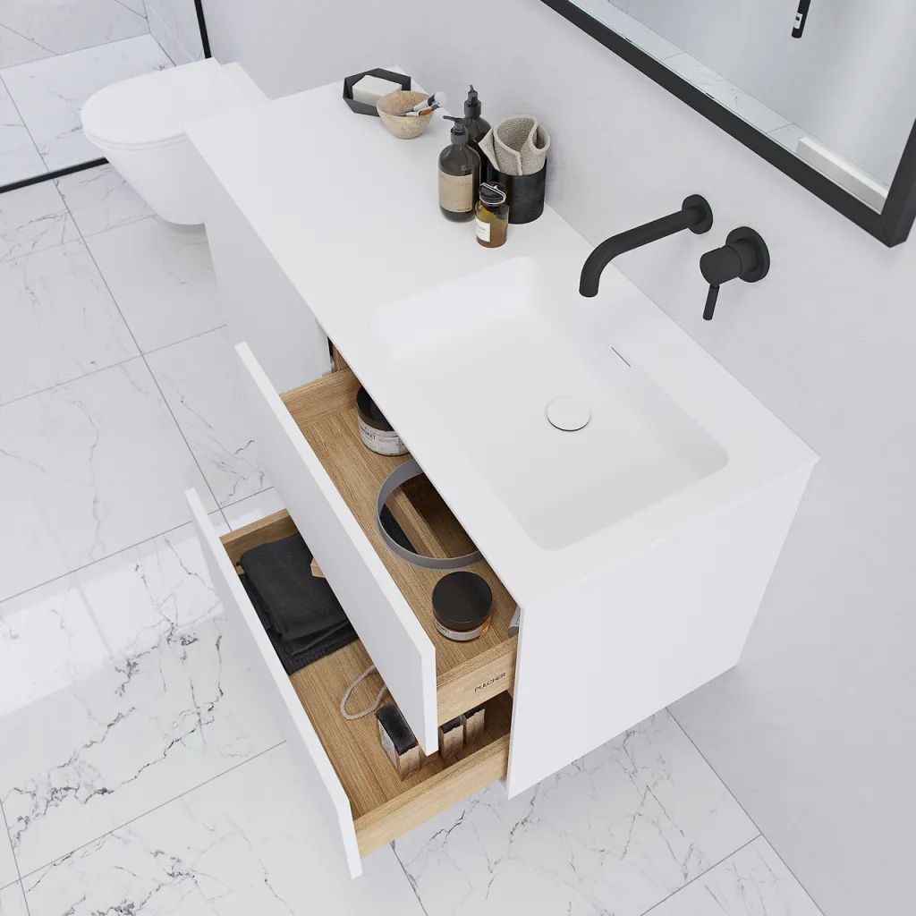 Pulcher Mood 120R Soho - Badezimmermöbel 120x46 cm, Mathvid mit SolidTec®-Waschbecken