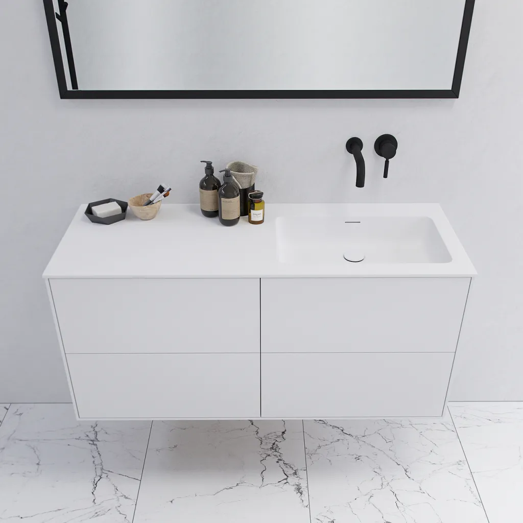 Pulcher Mood 120R Soho - Badezimmermöbel 120x46 cm, Mathvid mit SolidTec®-Waschbecken