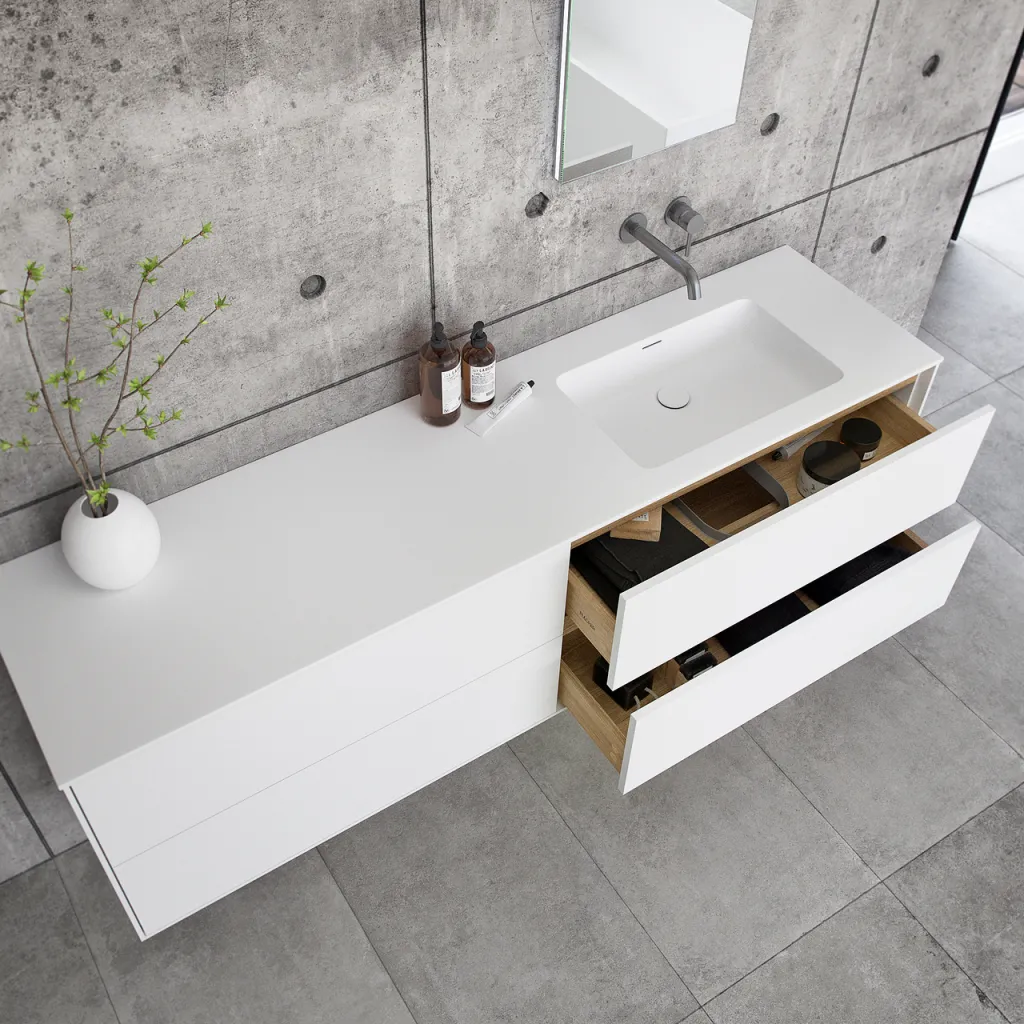 Pulcher Mood 180R Soho - Badezimmermöbel 180x46 cm, Mathvid mit SolidTec®-Waschbecken