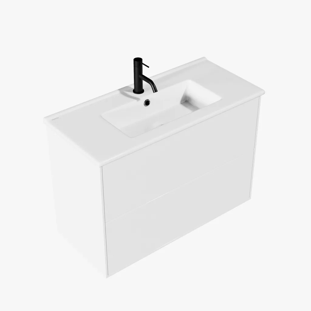 ArkiLife® Cobus ACC8036 CPH Square - Kompaktes Badezimmermöbel 81x36 cm mit Porzellanwaschbecken