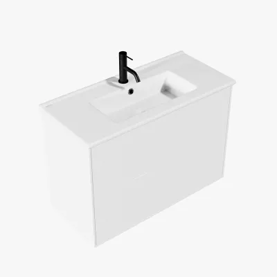ArkiLife® Cobus ACC8036 CPH Square - Kompaktes Badezimmermöbel 81x36 cm mit Porzellanwaschbecken