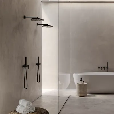 Semplice SBR801 S01 - Duschset, XL Rain DeLux Ø24 cm, Mattschwarz