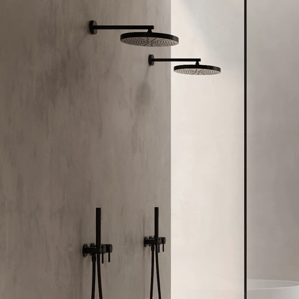 Semplice SBR801 S01 - Duschset, XL Rain DeLux Ø24 cm, Mattschwarz