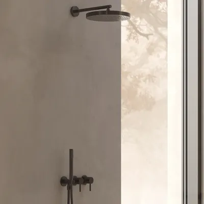 Semplice SBR801 S01 - Duschset, XL Rain DeLux Ø24 cm, Mattschwarz