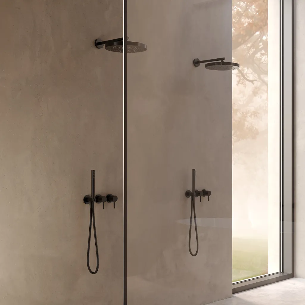 Semplice SBR801 S01 - Duschset, XL Rain DeLux Ø24 cm, Mattschwarz
