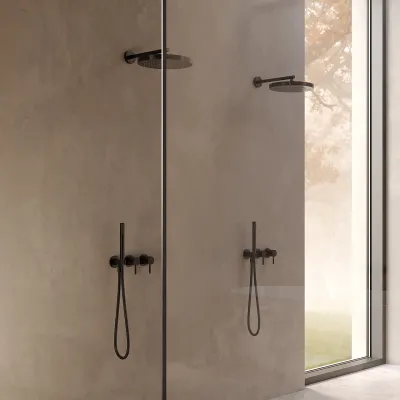 Semplice SBR801 S01 - Duschset, XL Rain DeLux Ø24 cm, Mattschwarz