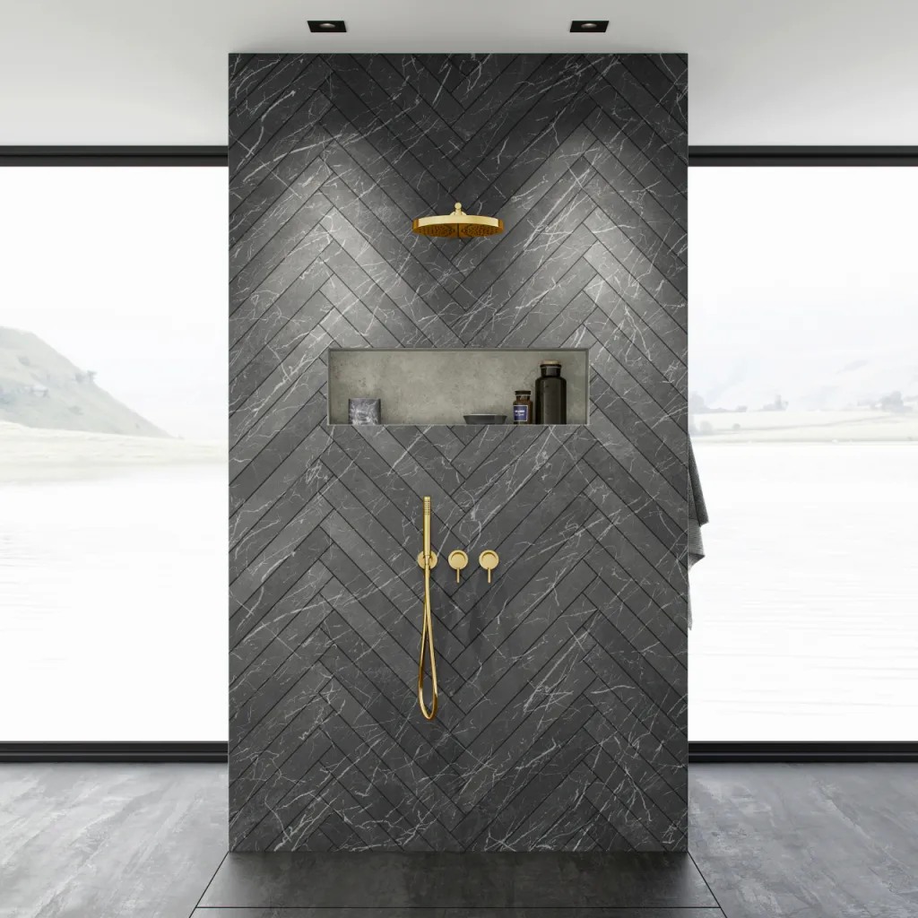 Semplice SBR801 S02 - XXL Rain DeLux Ø28 cm, Wand, Messing poliert Natur