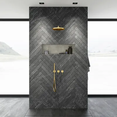 Semplice SBR801 S02 - XXL Rain DeLux Ø28 cm, Wand, Messing poliert Natur