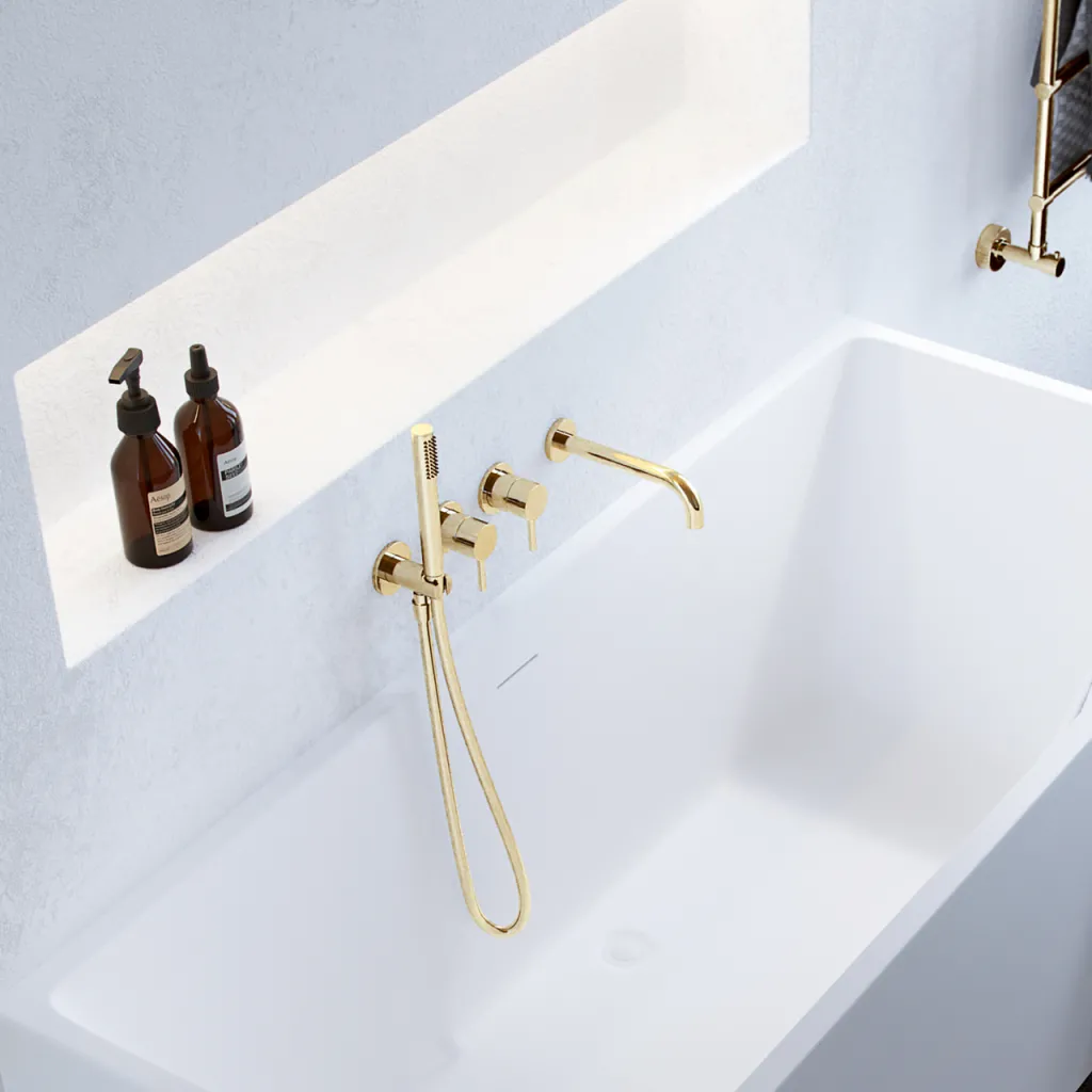 Semplice SBR801 S11 - Badewanne/Dusche, Messing poliert, natur 