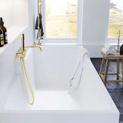 Semplice SBR801 S11 - Badewanne/Dusche, Messing poliert, natur 