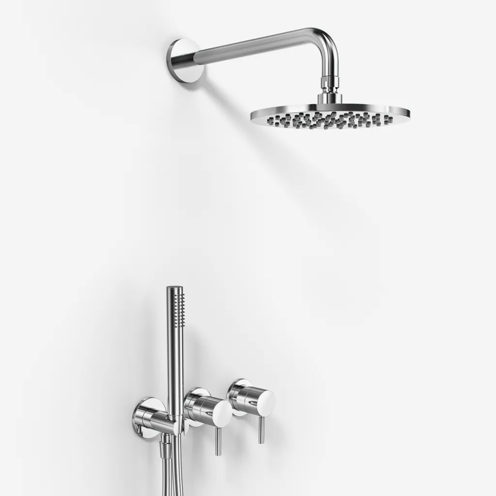 Semplice SBR801 S05 - Brauseset Rain DeLuxe Ø20 cm, Wand, Chrom