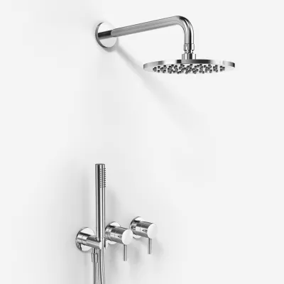 Semplice SBR801 S05 - Brauseset Rain DeLuxe Ø20 cm, Wand, Chrom
