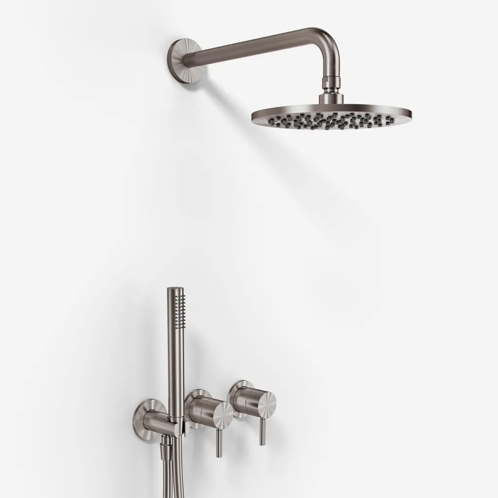Semplice SBR801 S05 - Rain DeLuxe Ø20 cm, Wand, PVD gebürsteter Stahl 