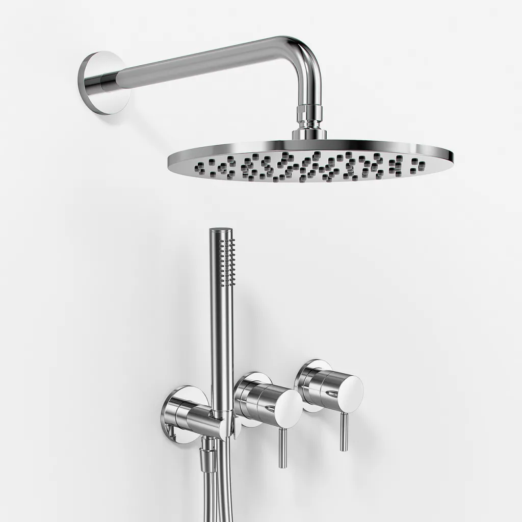 Semplice SBR801 S06 - Brauseset, Rain DeLuxe Ø25 cm, Wand, Chrom