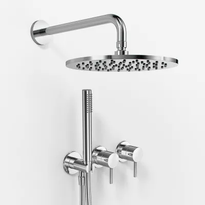 Semplice SBR801 S06 - Brauseset, Rain DeLuxe Ø25 cm, Wand, Chrom