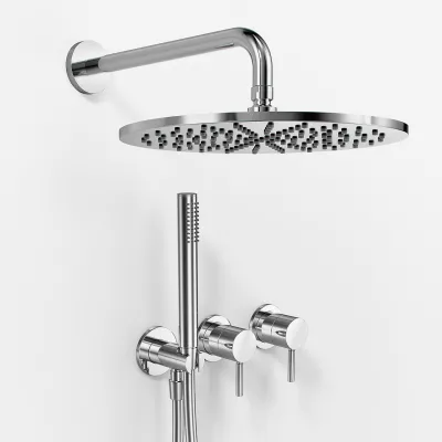 Semplice SBR801 S07 - Brauseset, Rain DeLuxe Ø30 cm, Wand, Chrom 