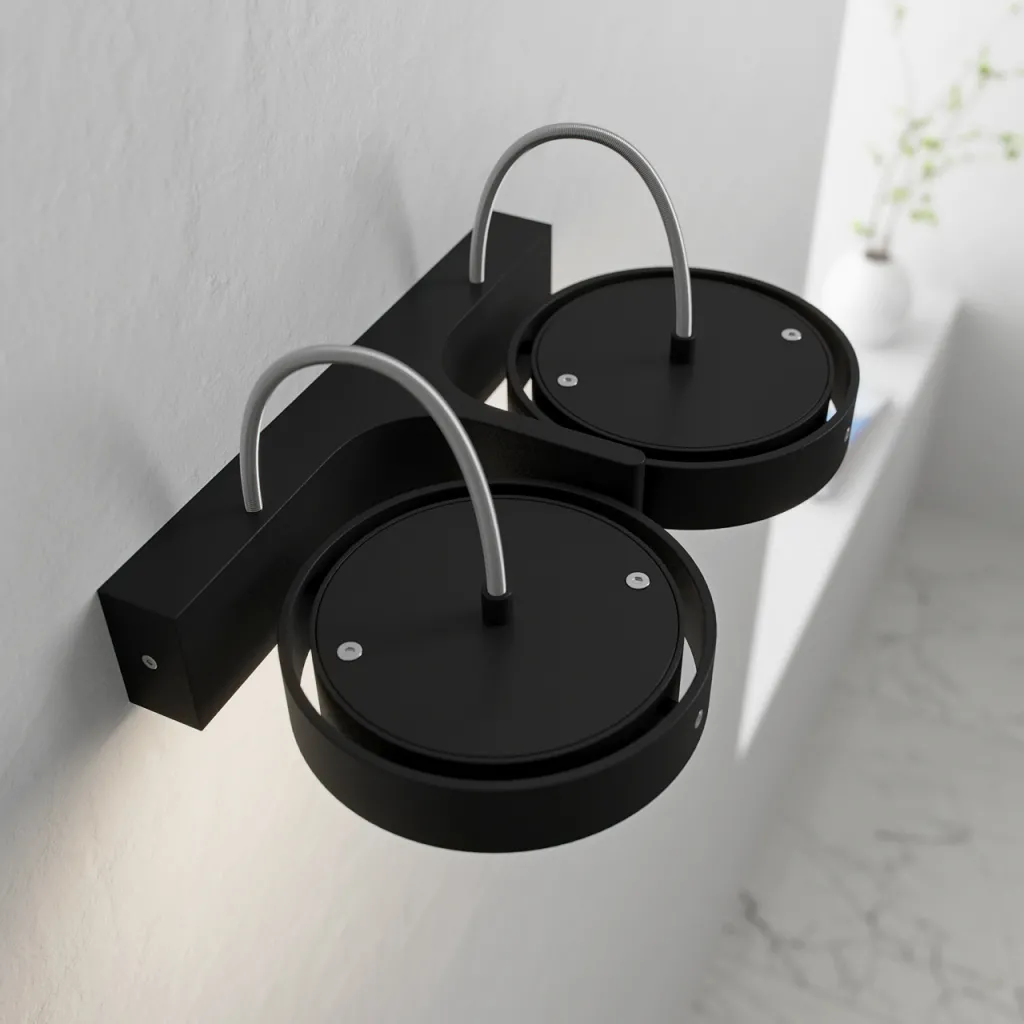 Big A02 - - Doppelt. LED-Wandleuchte mit Neigung, Mattschwarz