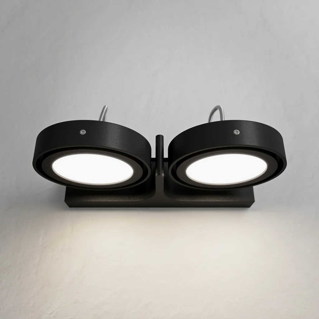Big A02 - - Doppelt. LED-Wandleuchte mit Neigung, Mattschwarz