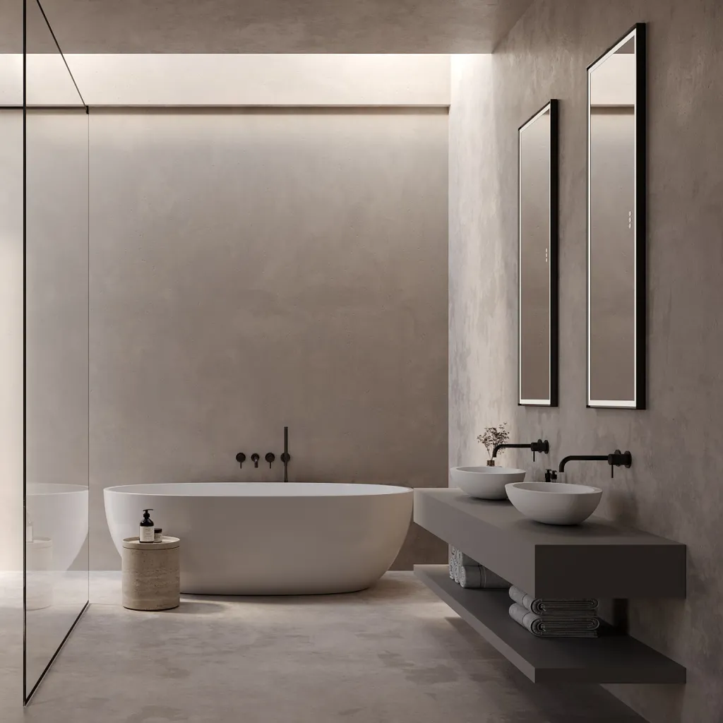 Pulcher® Soho Mirror PSM-1453 - 140x53,5 cm, Spiegel mit Licht und Lichtsteuerung, Mattschwarzer Rahmen