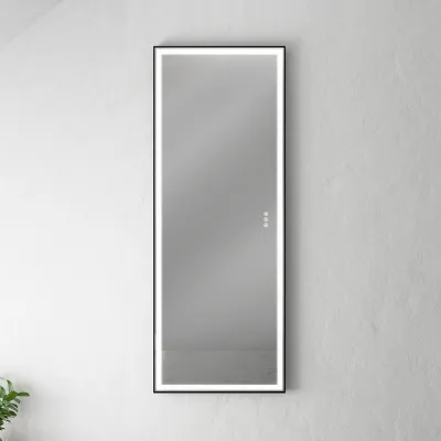 Pulcher® Soho Mirror PSM-1453 - 140x53,5 cm, Spiegel mit Licht und Lichtsteuerung, Mattschwarzer Rahmen