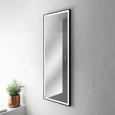 Pulcher® Soho Mirror PSM-1453 - 140x53,5 cm, Spiegel mit Licht und Lichtsteuerung, Mattschwarzer Rahmen
