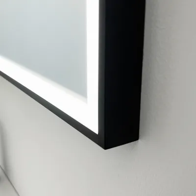 Pulcher Soho Mirror PSM-1280 - 120x80 cm. Spiegel mit Licht und Lichtsteuerung, mattschwarzer Rahmen