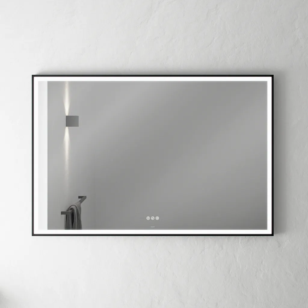 Pulcher Soho Mirror PSM-1280 - 120x80 cm. Spiegel mit Licht und Lichtsteuerung, mattschwarzer Rahmen