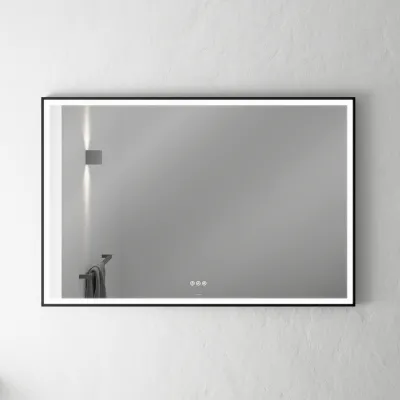 Pulcher Soho Mirror PSM-1280 - 120x80 cm. Spiegel mit Licht und Lichtsteuerung, mattschwarzer Rahmen