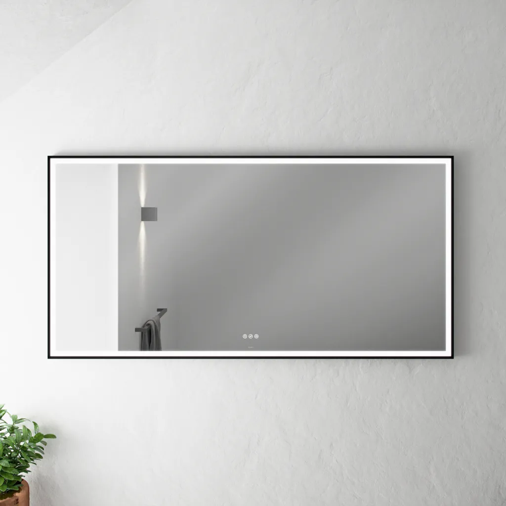 Pulcher Soho Mirror PSM-1680 - 160 x 80 cm, Spiegel mit Licht und Lichtsteuerung, mattschwarzer Rahmen