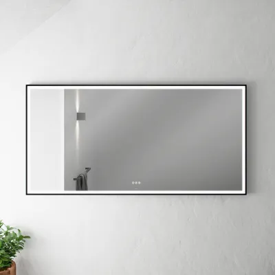 Pulcher Soho Mirror PSM-1680 - 160 x 80 cm, Spiegel mit Licht und Lichtsteuerung, mattschwarzer Rahmen