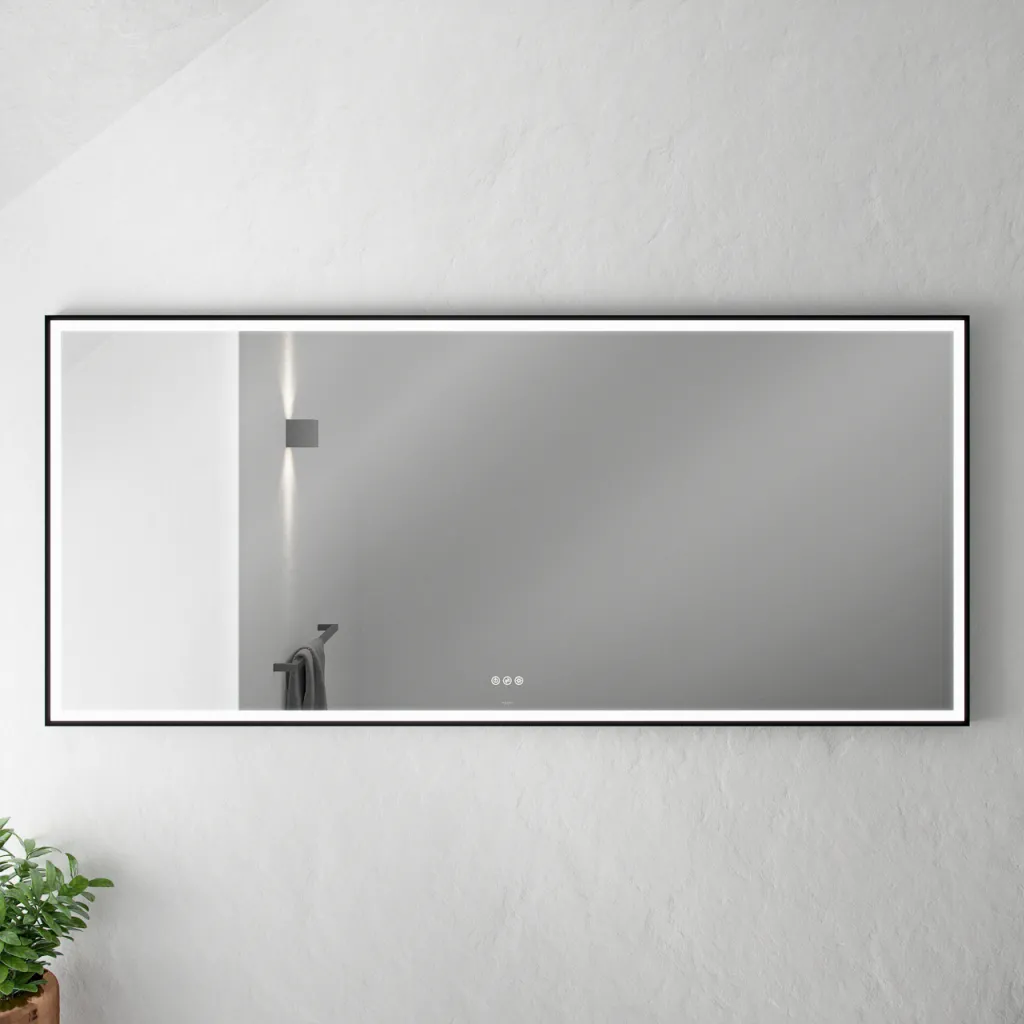 Pulcher Soho Mirror PSM-1880 - 180 x 80 cm, Spiegel mit Licht und Lichtsteuerung, mattschwarzer Rahmen