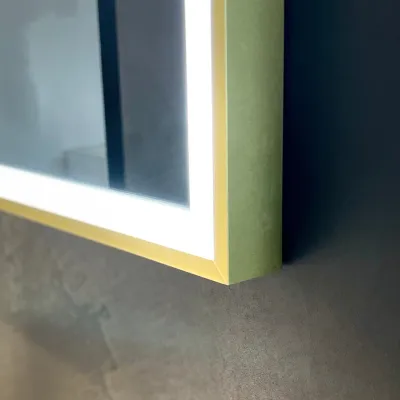 Pulcher Soho Mirror PSM-1880 - 180x80 cm. Spiegel mit Licht und Lichtsteuerung, mattmessingfarbener Rahmen