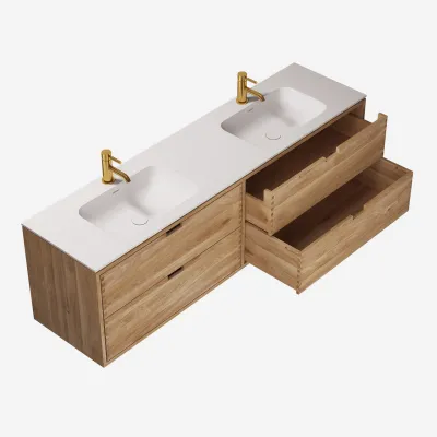 CPH Tapwork Soft 180D - Tischlereimöbel in Natureiche inkl. Mathvid SolidTec Spüle