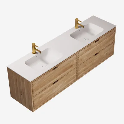 CPH Tapwork Soft 180D - Tischlereimöbel in Natureiche inkl. Mathvid SolidTec Spüle