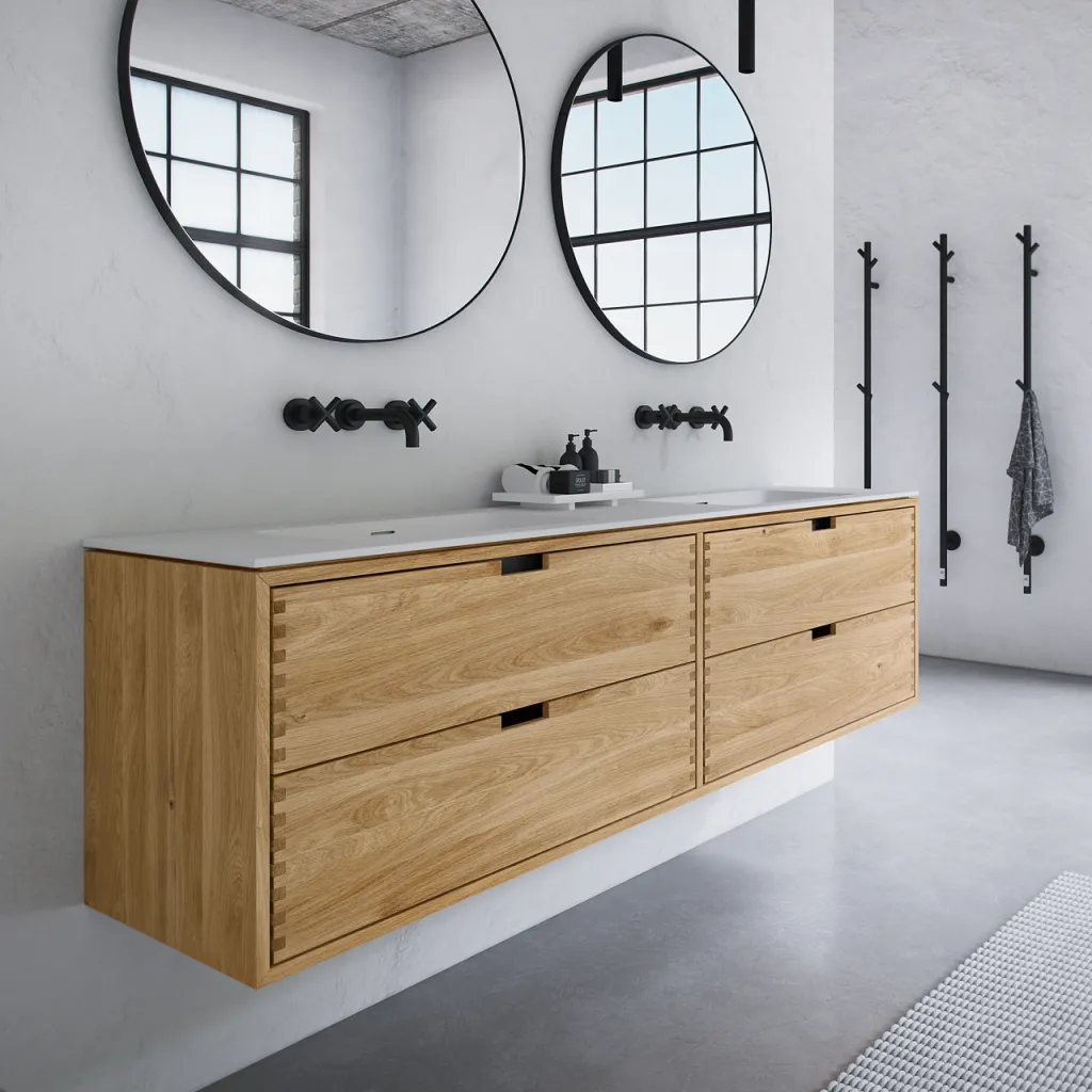 CPH Tapwork Soft 180D - Tischlereimöbel in Natureiche inkl. Mathvid SolidTec Spüle