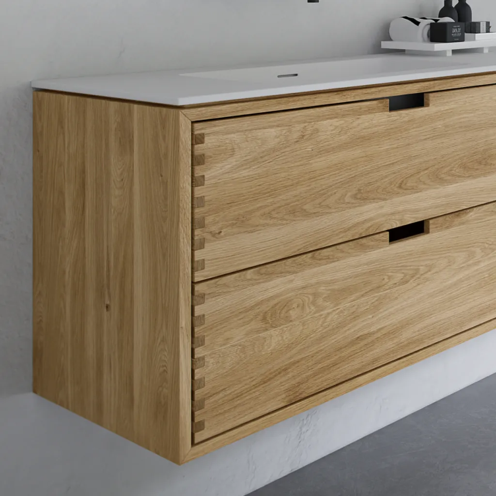 CPH Tapwork Soft 180D - Tischlereimöbel in Natureiche inkl. Mathvid SolidTec Spüle
