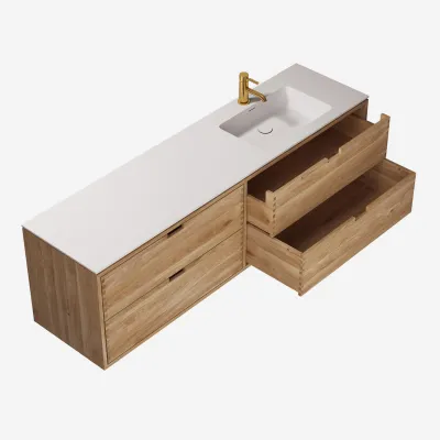 CPH Tapwork Soho 180R - MKII, Schrankfronten mit Fingerzapfung in Eiche Natur inklusive Mathvid SolidTec® Spüle