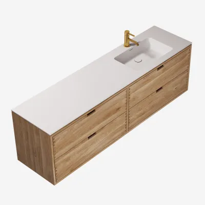 CPH Tapwork Soho 180R - MKII, Schrankfronten mit Fingerzapfung in Eiche Natur inklusive Mathvid SolidTec® Spüle