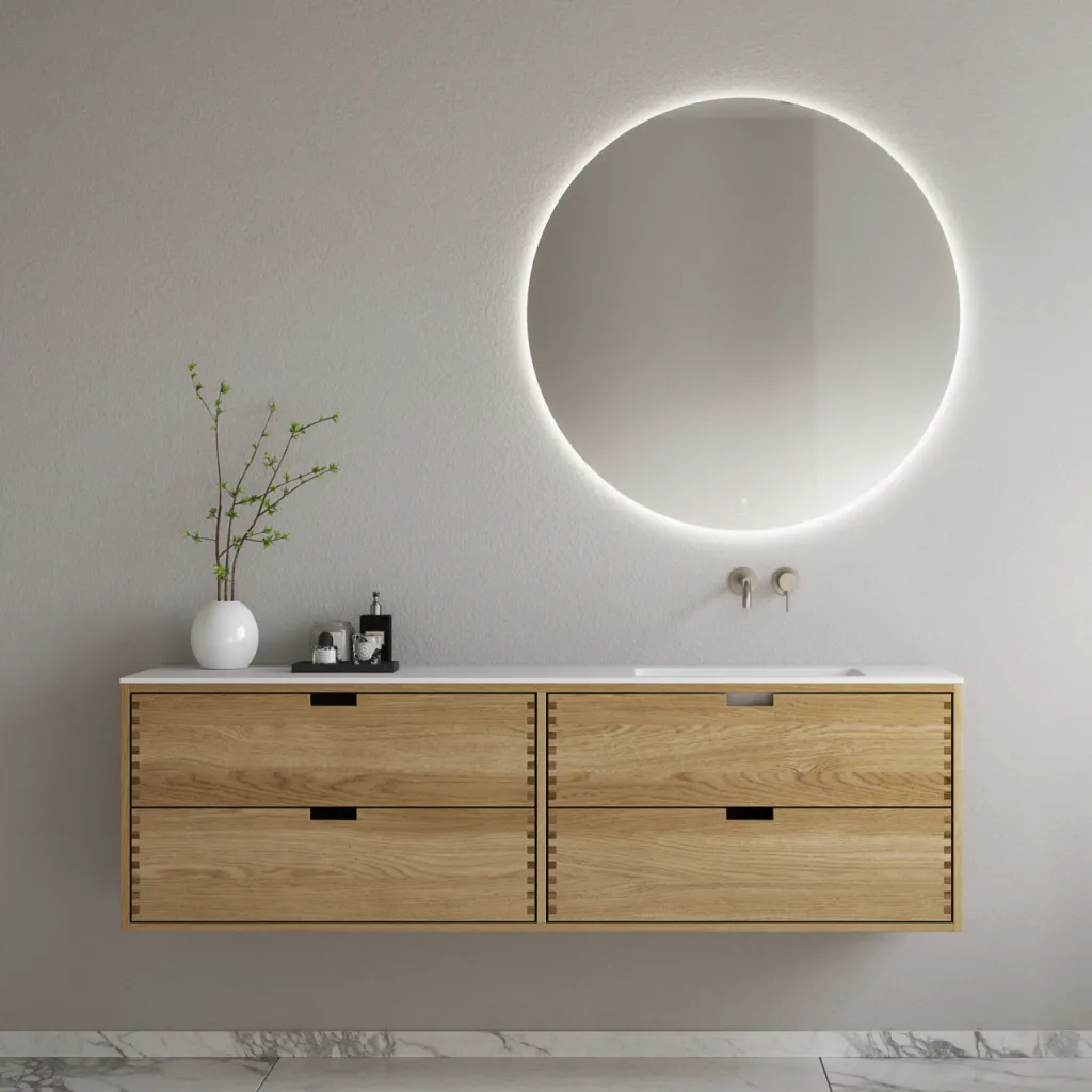CPH Tapwork Soft 180R - Schränke aus Eiche Natur mit Fingertap-Verarbeitung, inklusive Mathvid SolidTec® Spüle
