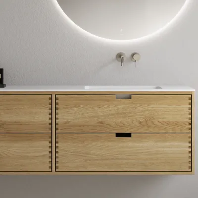 CPH Tapwork Soft 180R - Schränke aus Eiche Natur mit Fingertap-Verarbeitung, inklusive Mathvid SolidTec® Spüle